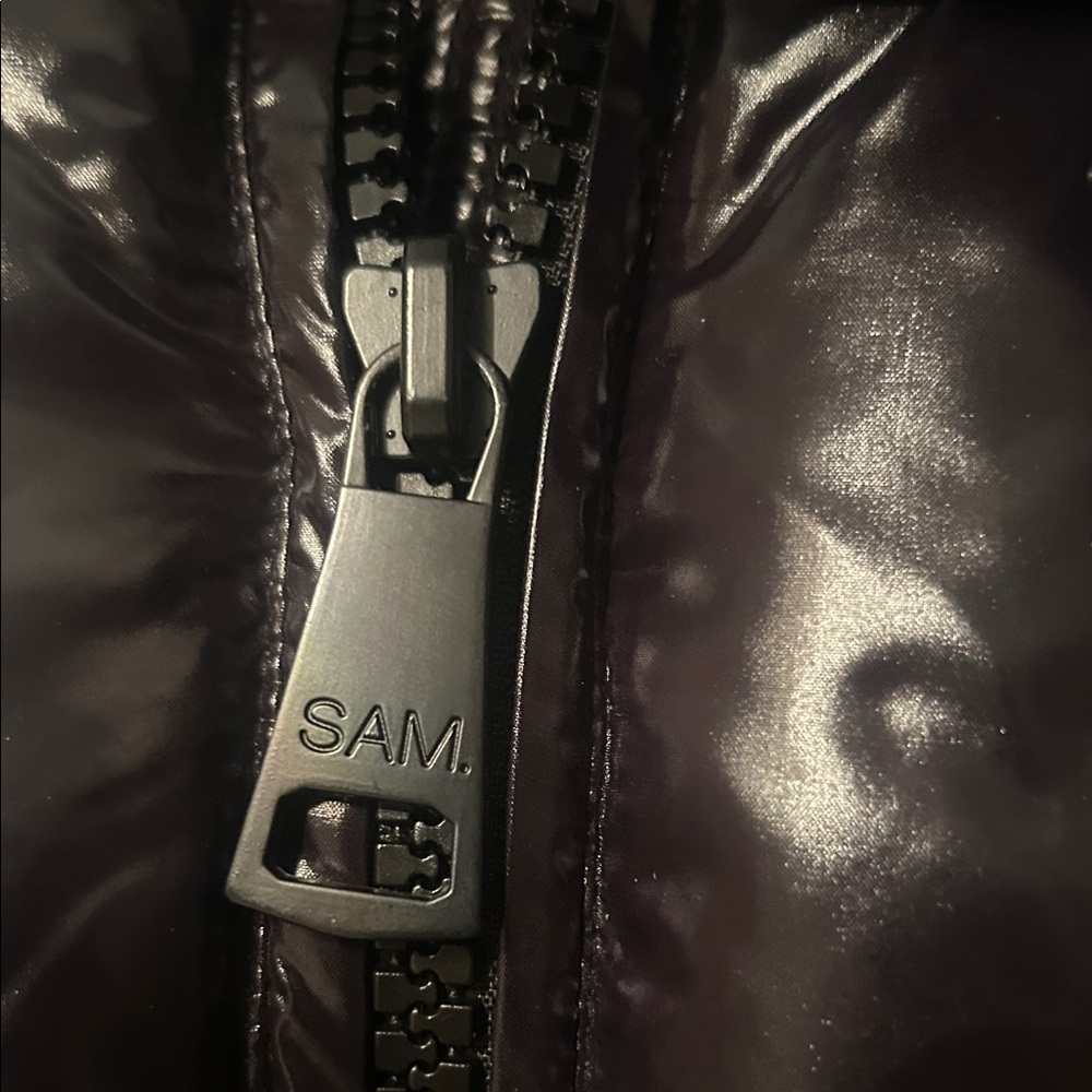 NEW. York SAM New York Shiny Black Puffer with real fure hood jacket - Picture 7 of 11